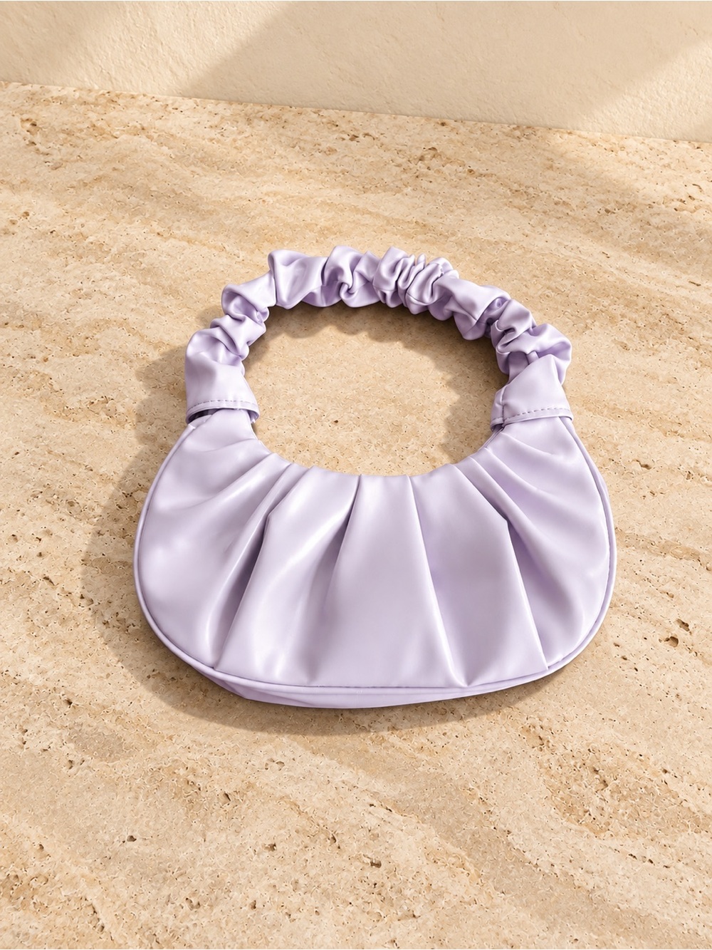 SHEIN Lavender Ruched Crescent Shoulder Bag